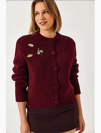Cardigan en maille à détails de broche lucci