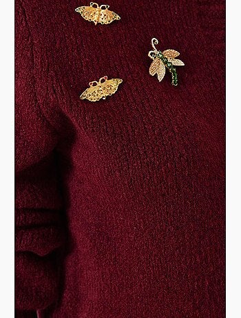 Cardigan en maille à détails de broche lucci