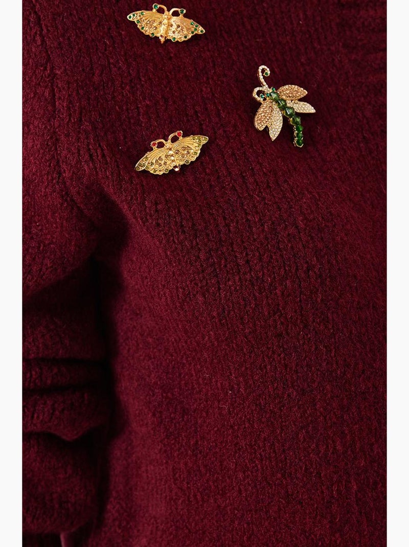 Cardigan en maille à détails de broche lucci Rouge bordeaux - Kiabi