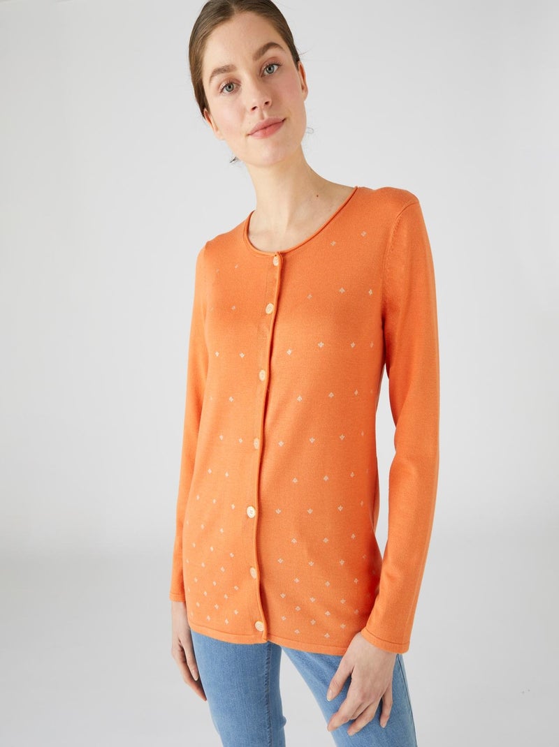 Cardigan en maille à impression dorée - Damart Orange - Kiabi