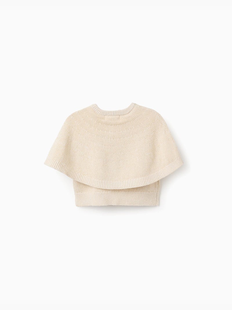Cardigan en maille à manches cape et lurex Beige clair - Kiabi