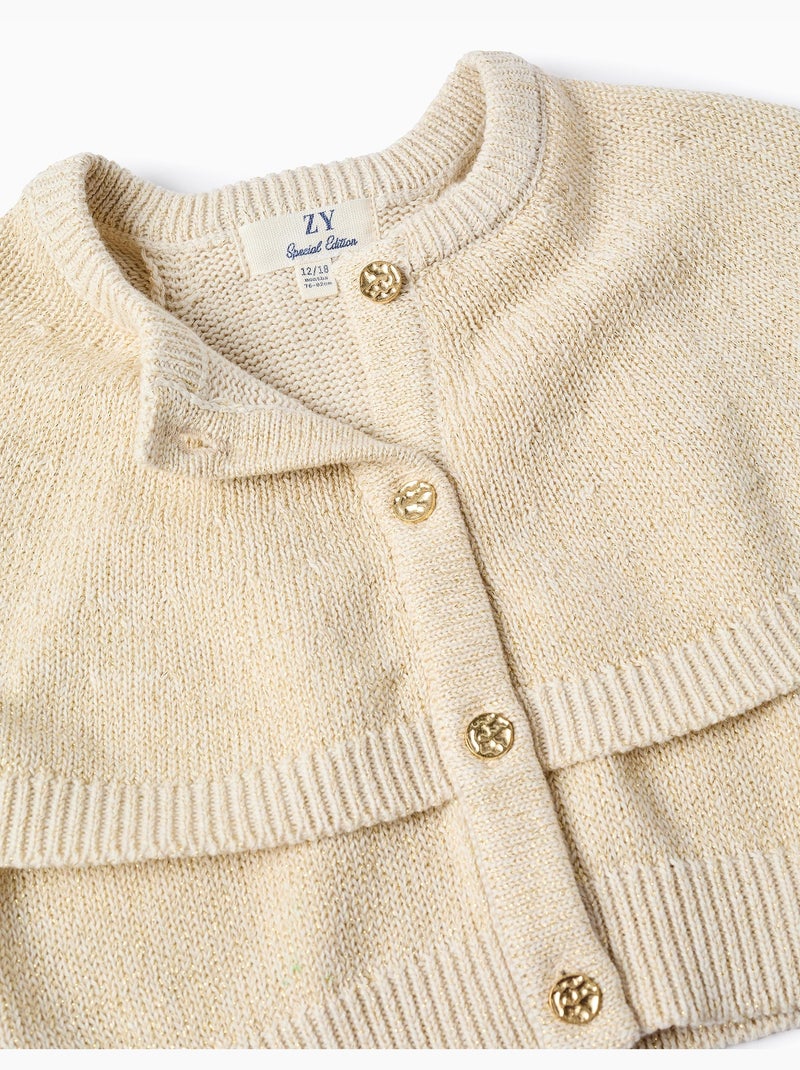 Cardigan en maille à manches cape et lurex Beige clair - Kiabi
