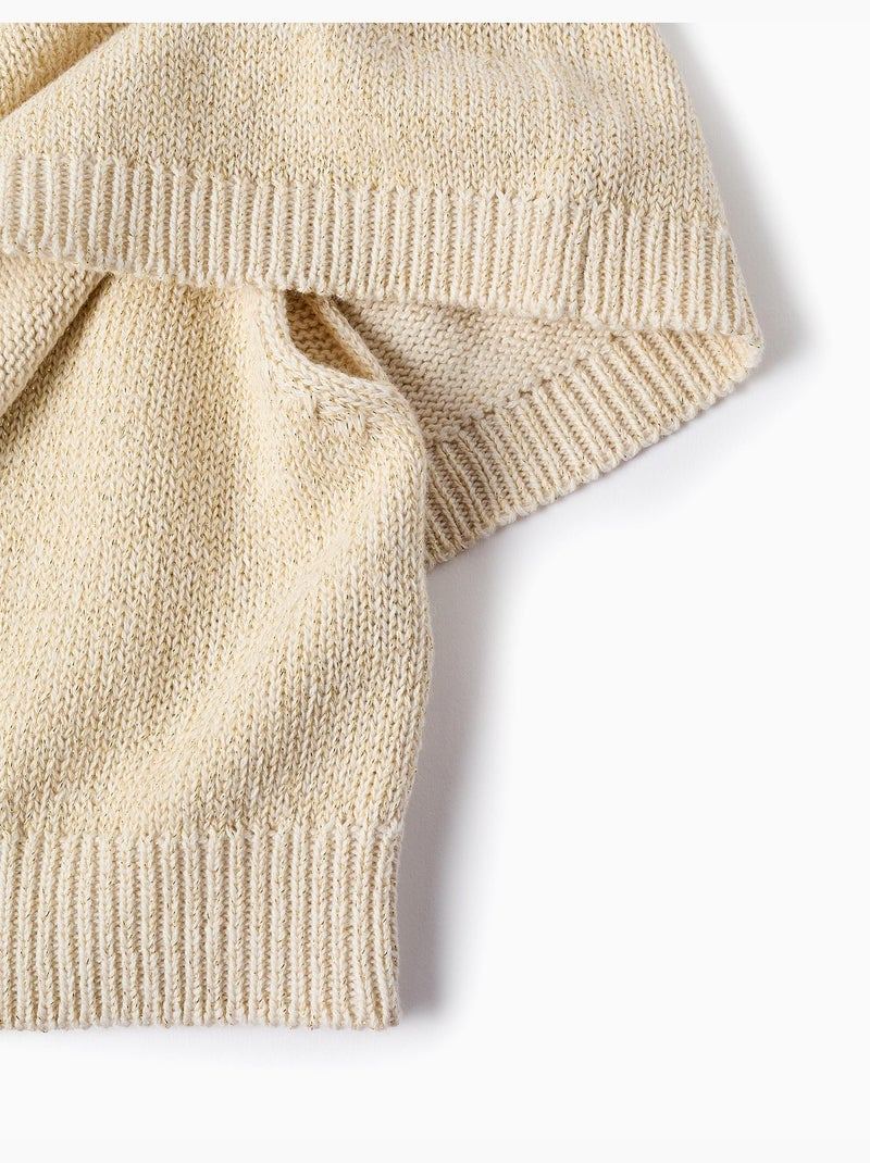 Cardigan en maille à manches cape et lurex Beige clair - Kiabi