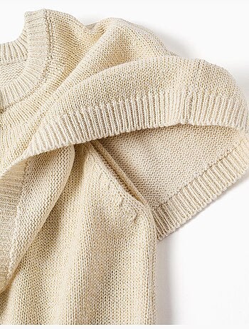 Cardigan en maille à manches cape et lurex