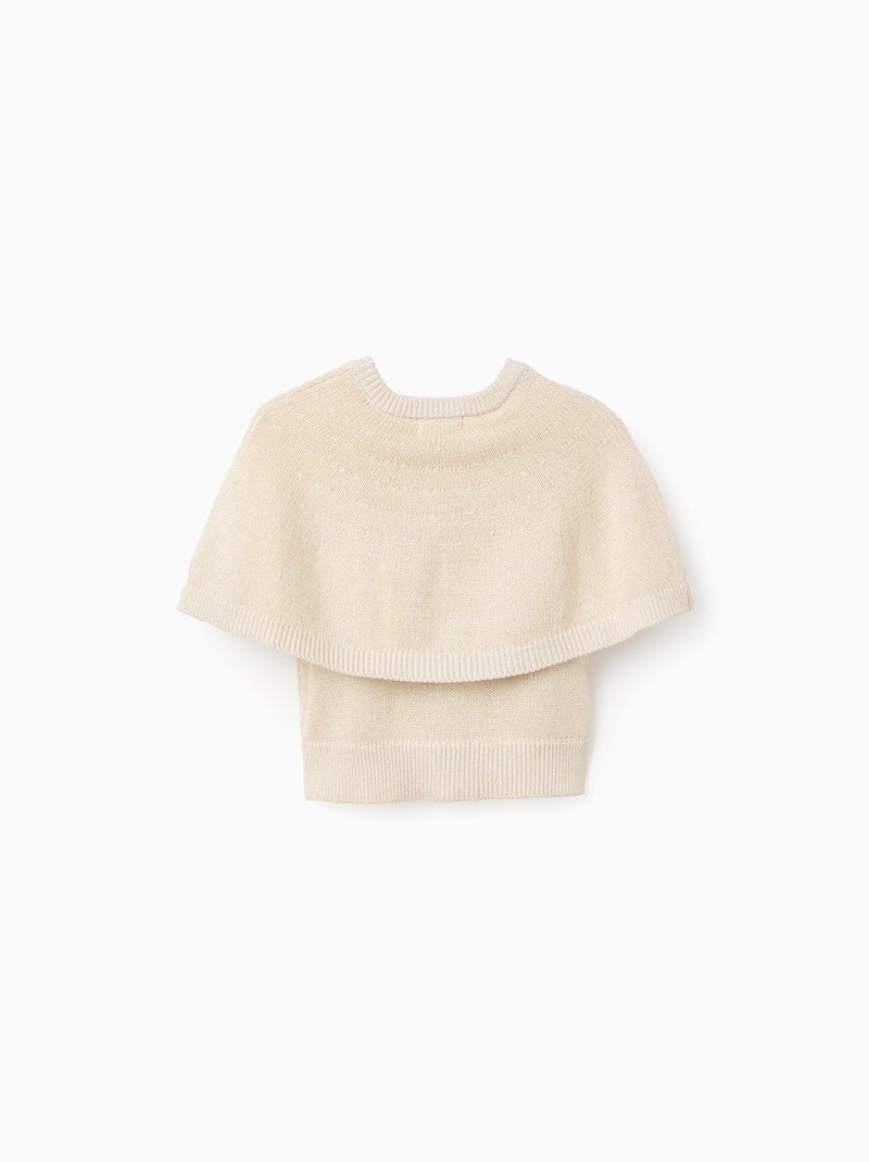 Cardigan en maille à manches cape et lurex Beige clair - Kiabi