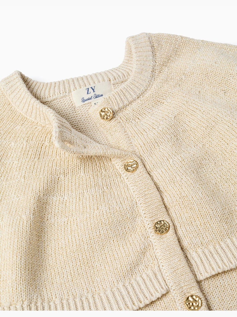 Cardigan en maille à manches cape et lurex Beige clair - Kiabi