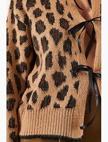 Cardigan en maille à motif léopard lucci