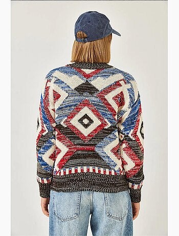 Cardigan en maille à motifs zippé lucci