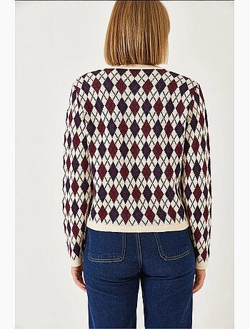 Cardigan en maille à poches avec motif baklava lucci