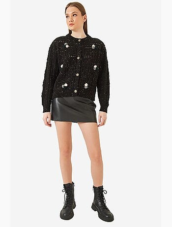 Cardigan en maille à pompons lucci