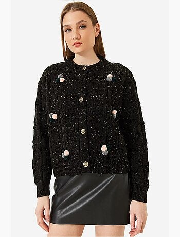 Cardigan en maille à pompons lucci