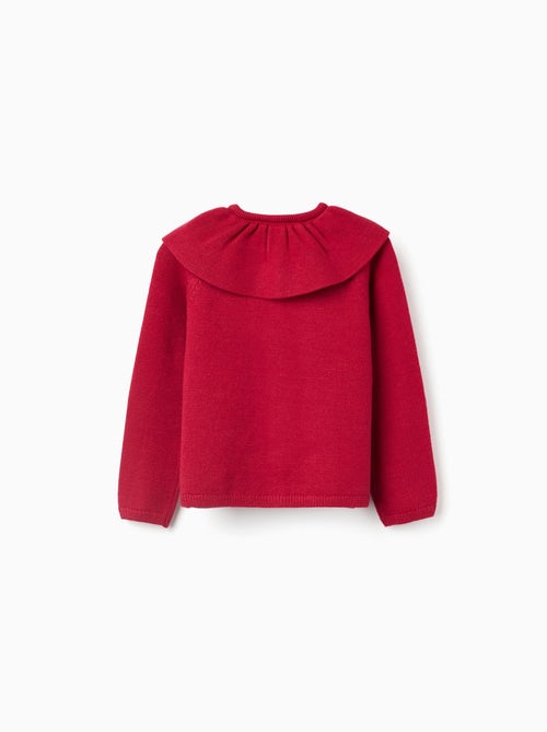 Cardigan en maille à volants et maxi col - Kiabi