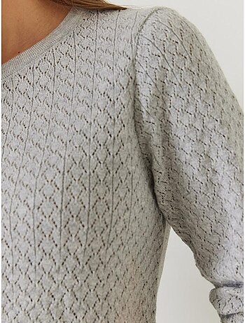 Cardigan en maille ajourée à manches longues et boutons bianco lucci