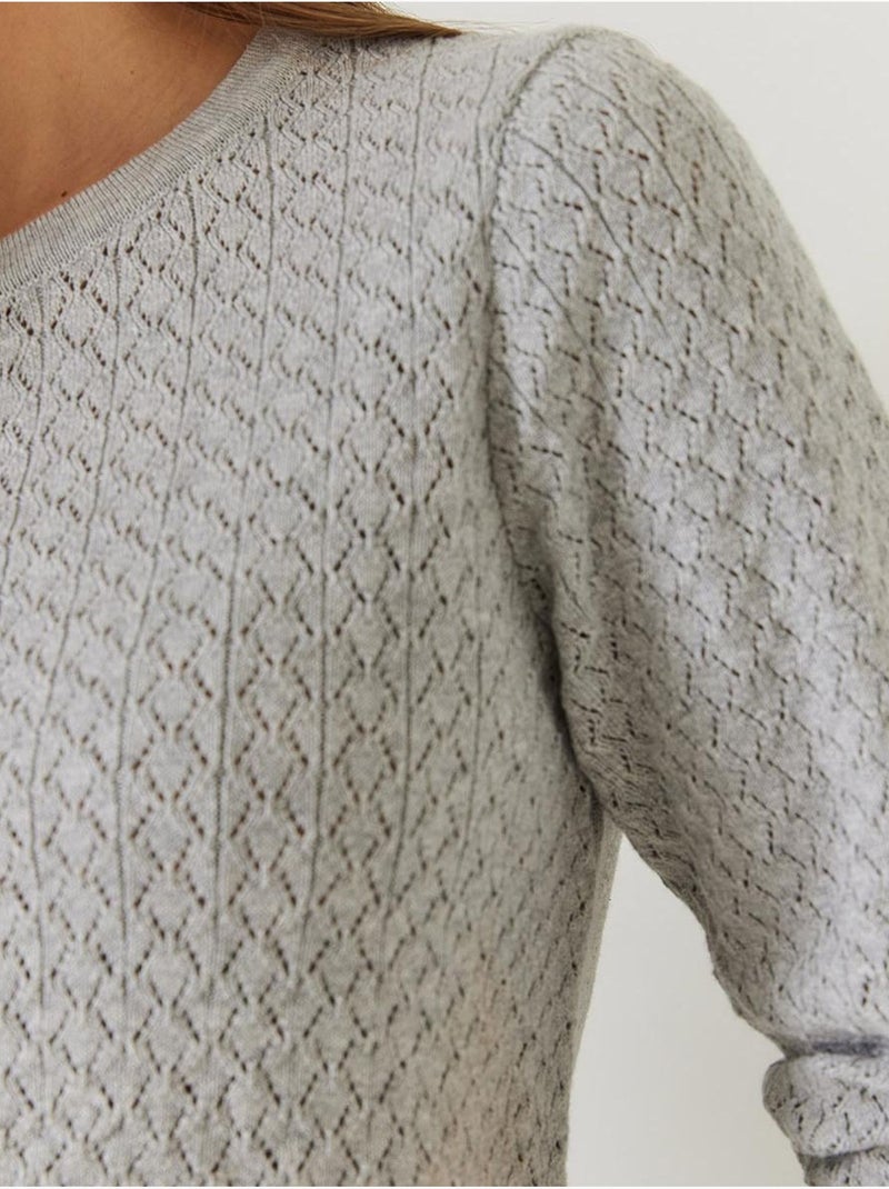 Cardigan en maille ajourée à manches longues et boutons bianco lucci Gris - Kiabi