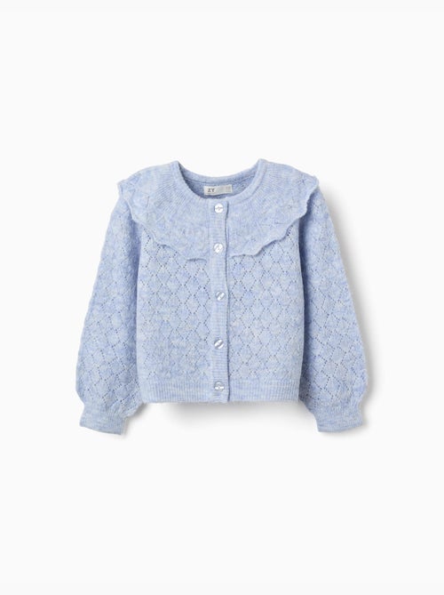 Cardigan en maille ajourée avec maxi col - Kiabi