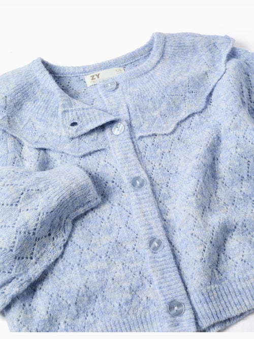 Cardigan en maille ajourée avec maxi col - Kiabi