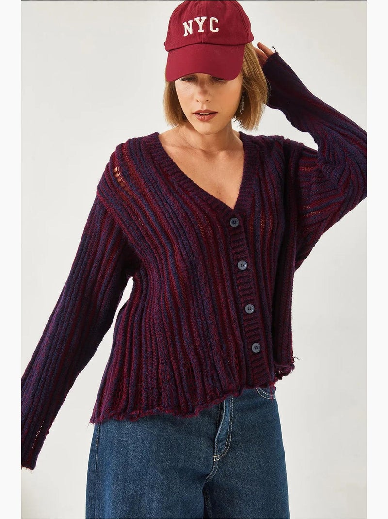 Cardigan en maille ample lucci Bleu marine - Kiabi