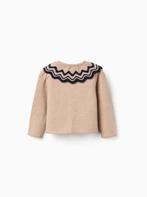 Cardigan en maille avec col à rayures - Kiabi
