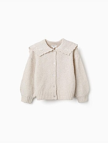 Cardigan en maille avec col brodé
