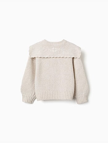 Cardigan en maille avec col brodé