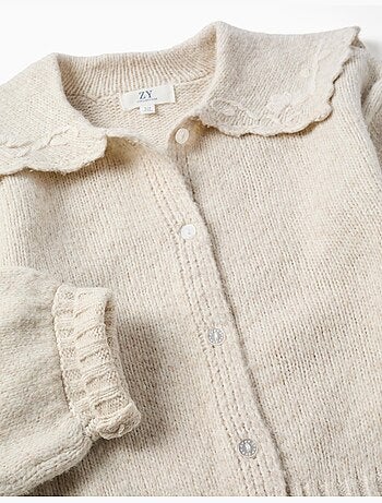 Cardigan en maille avec col brodé