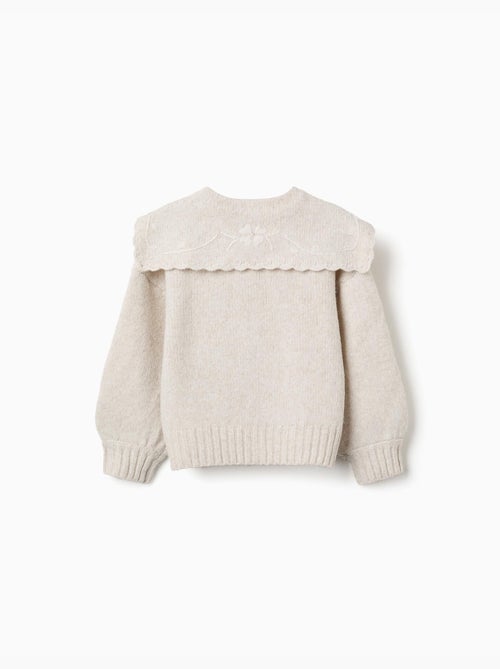 Cardigan en maille avec col brodé - Kiabi