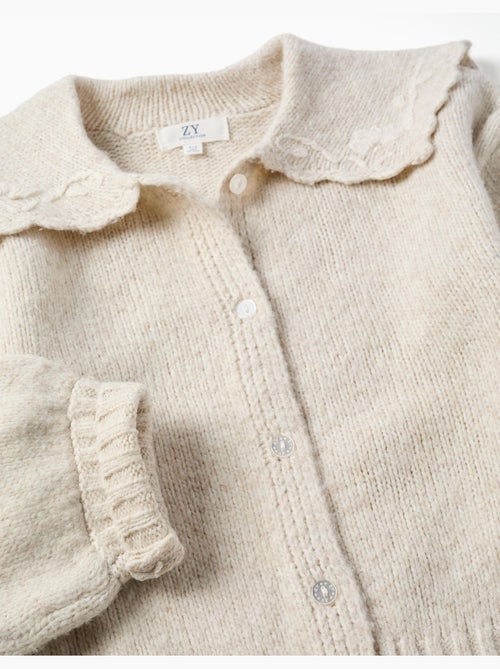 Cardigan en maille avec col brodé - Kiabi