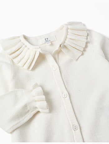 Cardigan en maille avec col et poignets à volants