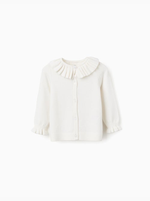 Cardigan en maille avec col et poignets à volants - Kiabi