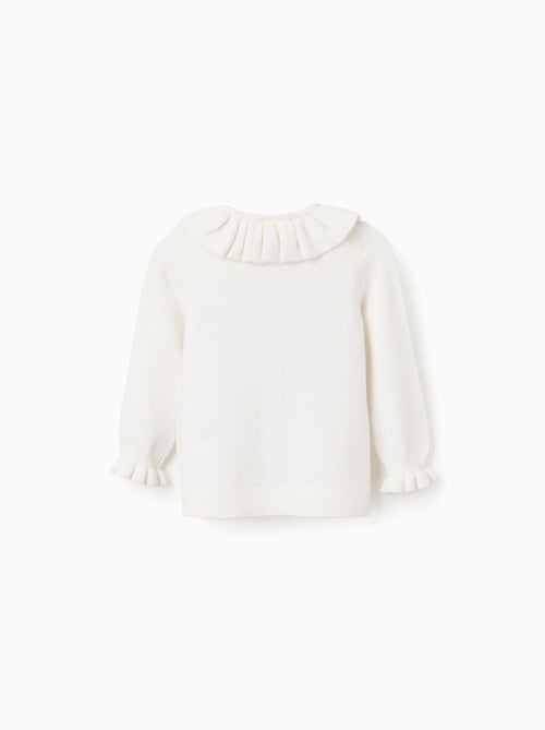 Cardigan en maille avec col et poignets à volants - Kiabi