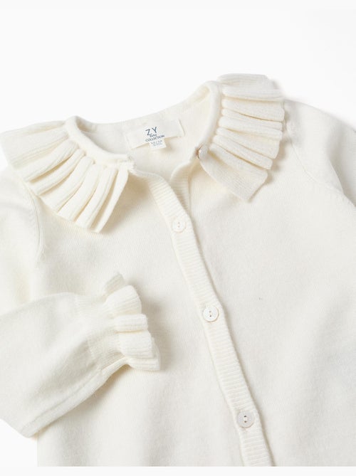 Cardigan en maille avec col et poignets à volants - Kiabi