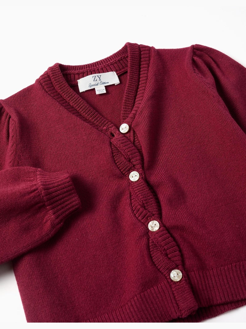 Cardigan en maille avec détails tressés Rouge foncé - Kiabi