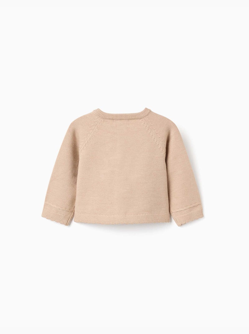 Cardigan en maille avec extrémités festonnées b&s Beige clair - Kiabi