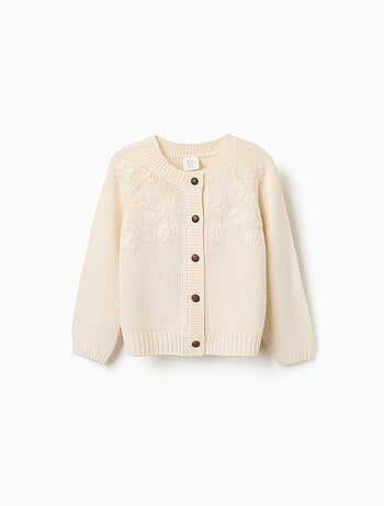 Cardigan en maille avec fleurs brodées