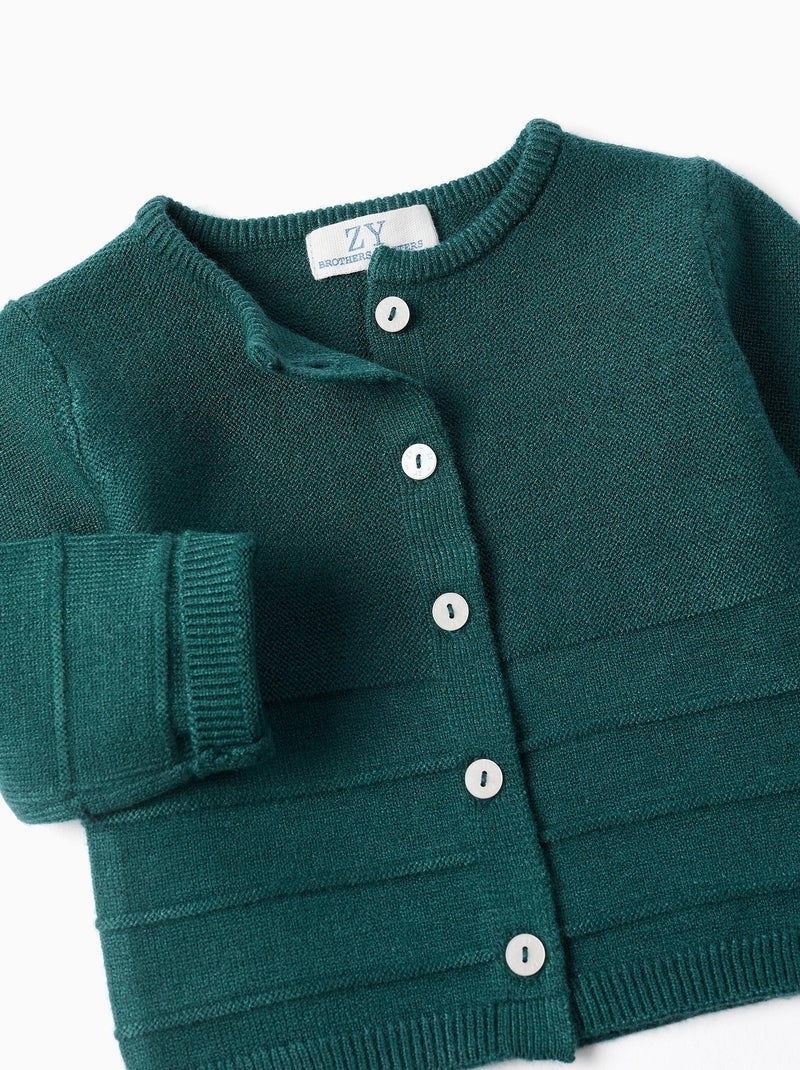 Cardigan en maille avec lignes en relief You&Me Vert foncé - Kiabi