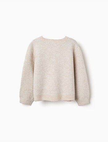 Cardigan en maille avec nœuds et pois jacquard