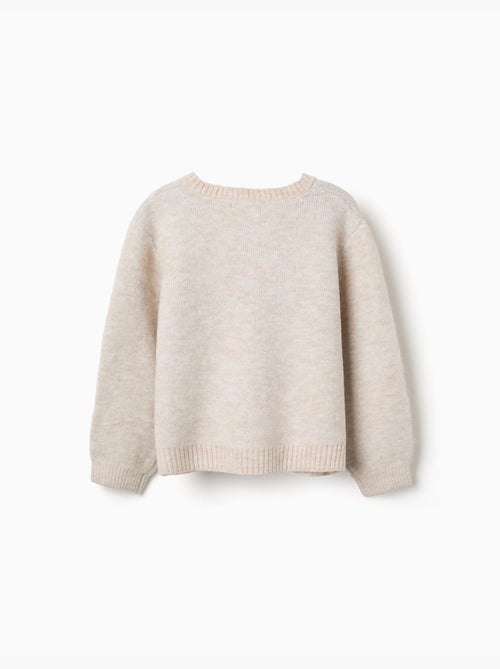 Cardigan en maille avec nœuds et pois jacquard - Kiabi