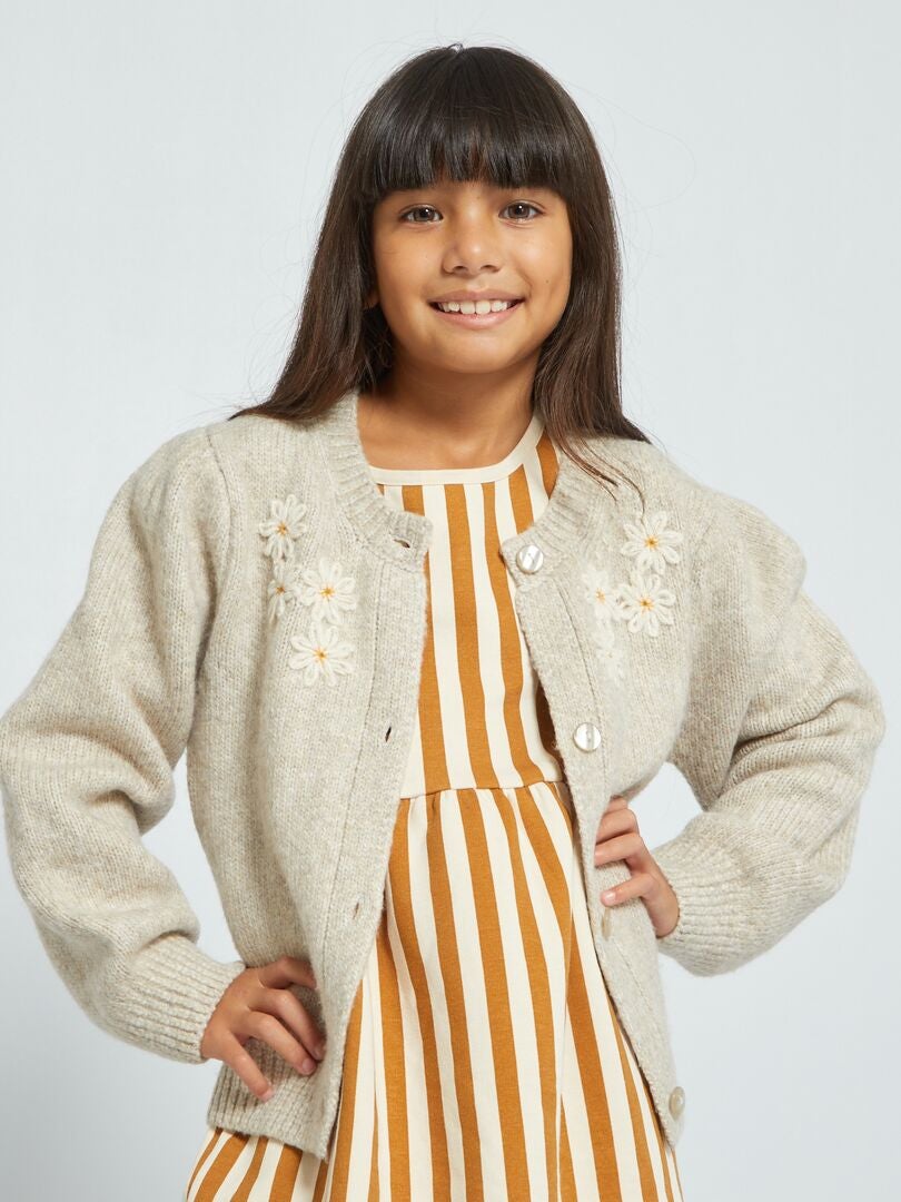 Cardigan Femme C&A Beige – Col Acrylique Mélangé – Taille 2XL