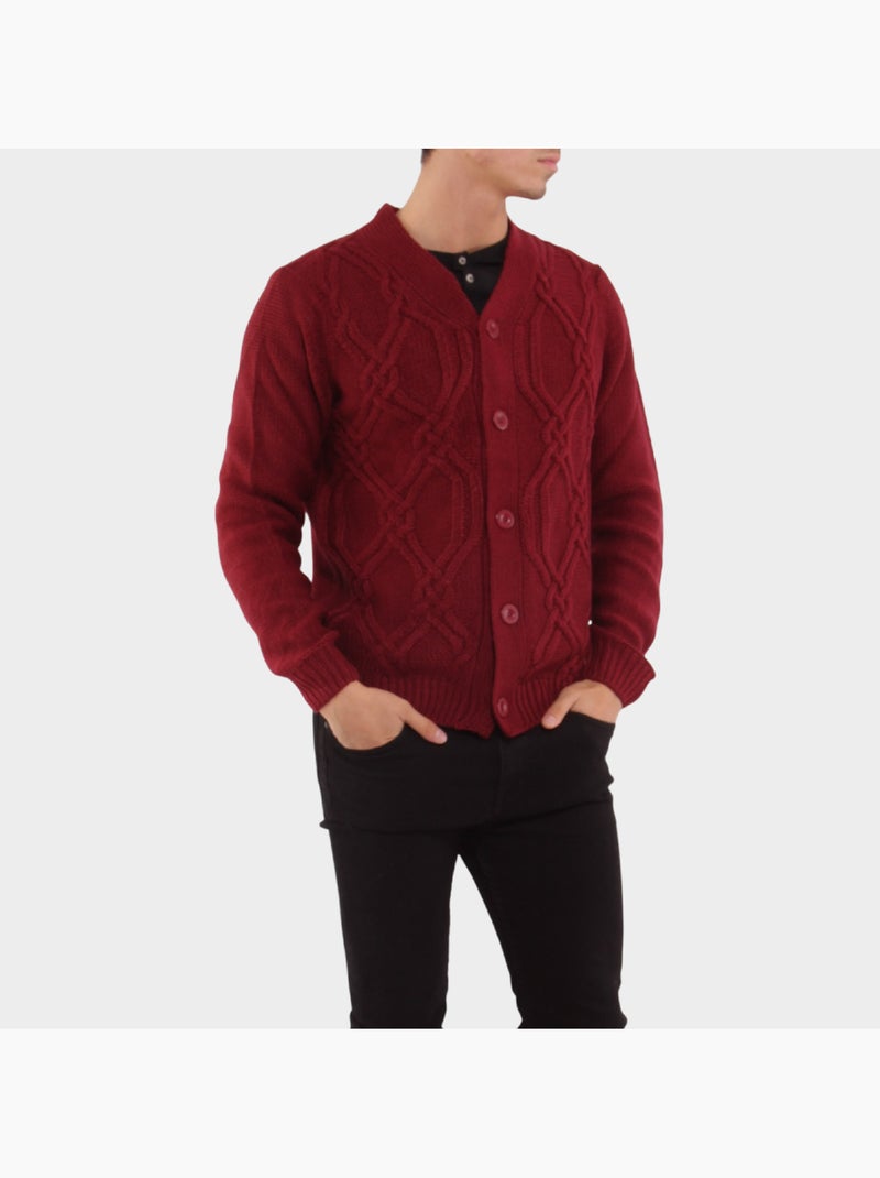 Cardigan en maille Bordeaux - Kiabi