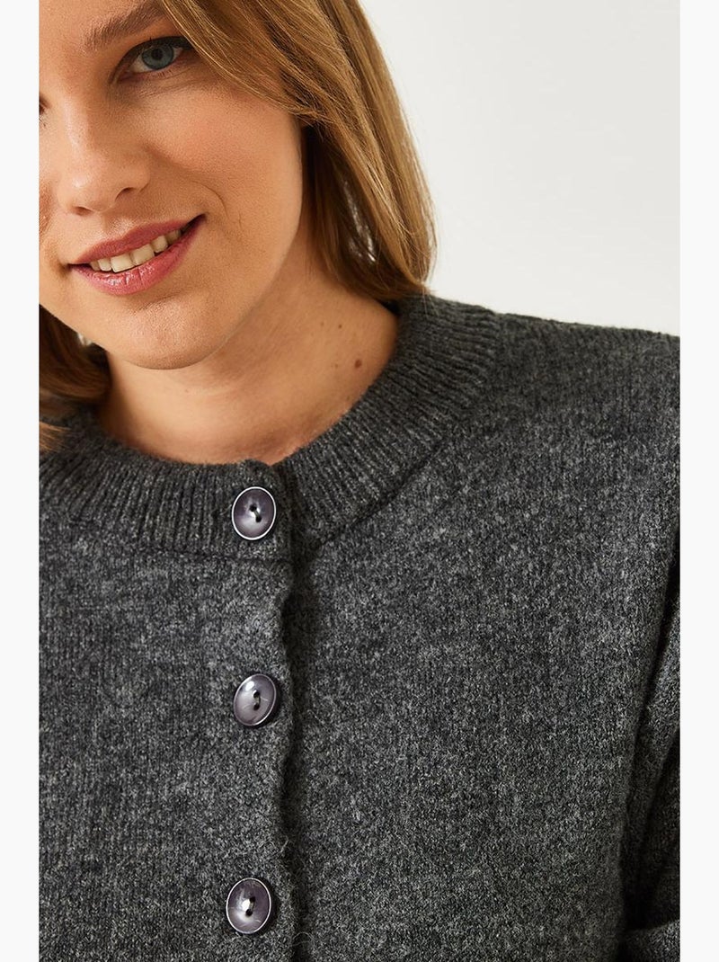 Cardigan en maille boutonnée lucci Gris foncé - Kiabi
