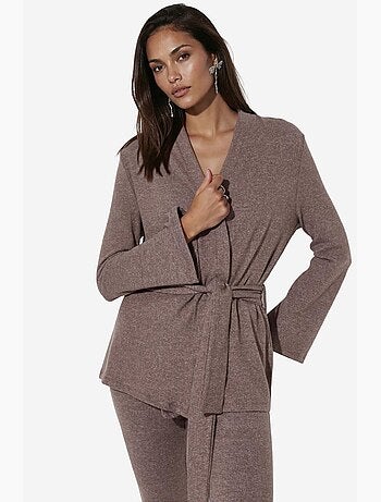 Cardigan en maille côtelée avec ceinture busem