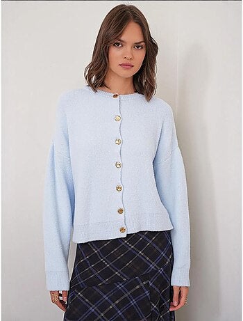 Cardigan en maille côtelée surdimensionné avec fermeture à boutons mixray