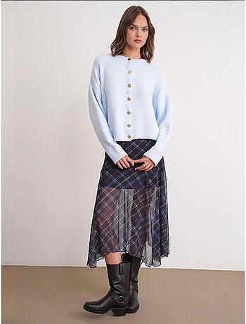 Cardigan en maille côtelée surdimensionné avec fermeture à boutons mixray