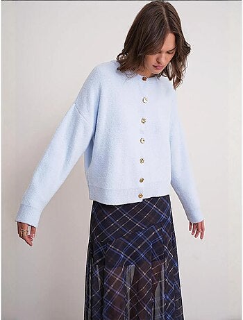Cardigan en maille côtelée surdimensionné avec fermeture à boutons mixray