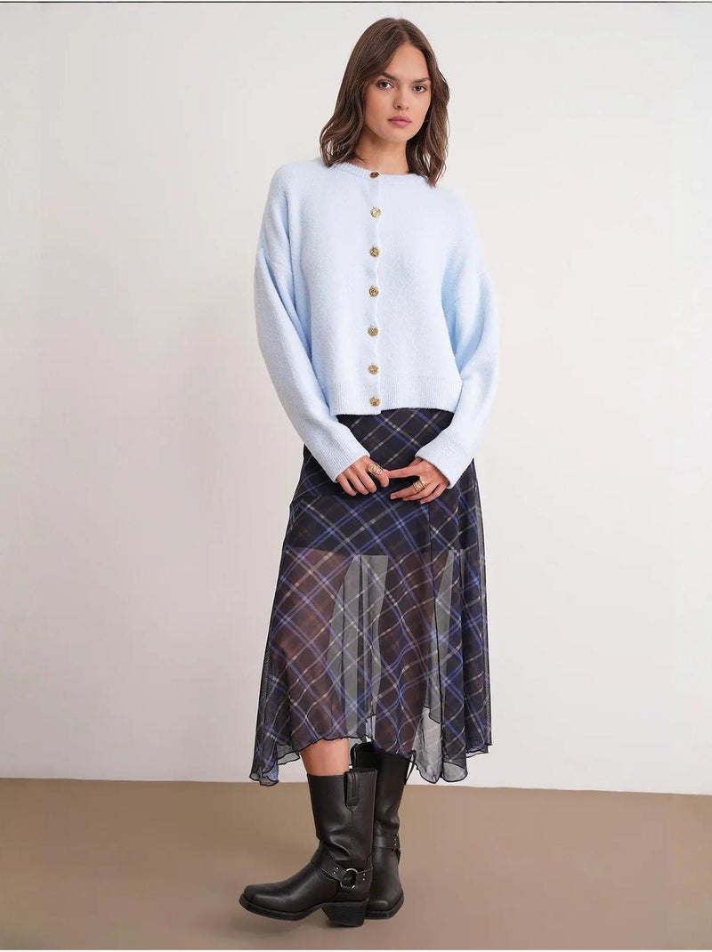 Cardigan en maille côtelée surdimensionné avec fermeture à boutons mixray Bleu ciel - Kiabi