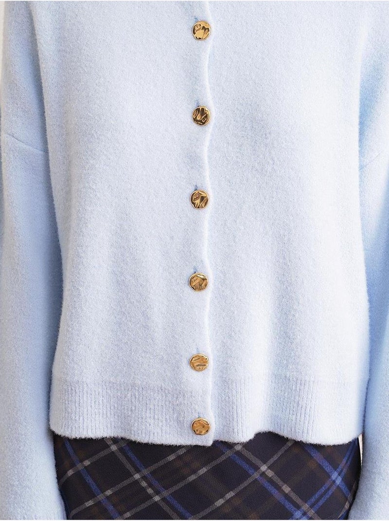 Cardigan en maille côtelée surdimensionné avec fermeture à boutons mixray Bleu ciel - Kiabi
