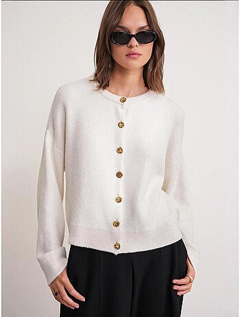Cardigan en maille côtelée surdimensionné avec fermeture à boutons mixray