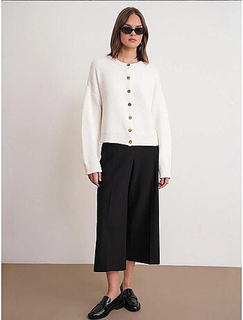 Cardigan en maille côtelée surdimensionné avec fermeture à boutons mixray
