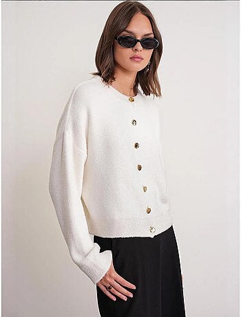 Cardigan en maille côtelée surdimensionné avec fermeture à boutons mixray