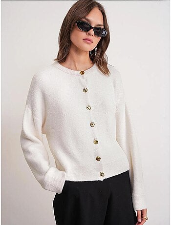 Cardigan en maille côtelée surdimensionné avec fermeture à boutons mixray